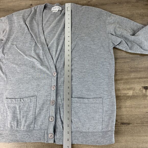 Color Cues Womens Cardigan Sweater Size Medium Gray Pockets Button Lightweight - Picture 6 of 9